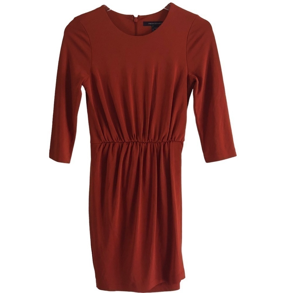 French Connection 3/4 Sleeve Dress Burnt Orange Size 2